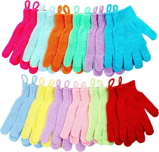 24 Pack Exfoliating Bath Gloves For Daily Body Scrubbing