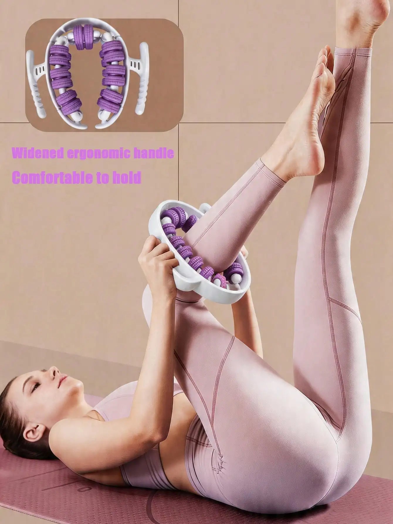 Premium Yoga Leg Ring Clamp With 28 Rollers For Massage