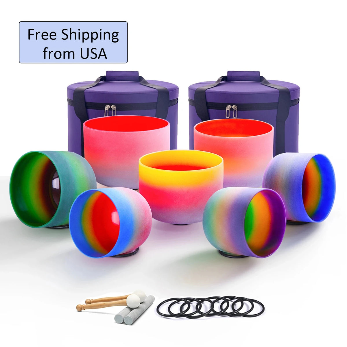 Hye-eun Crystal Singing Bowls Chakra Set For Meditation Sound Healing