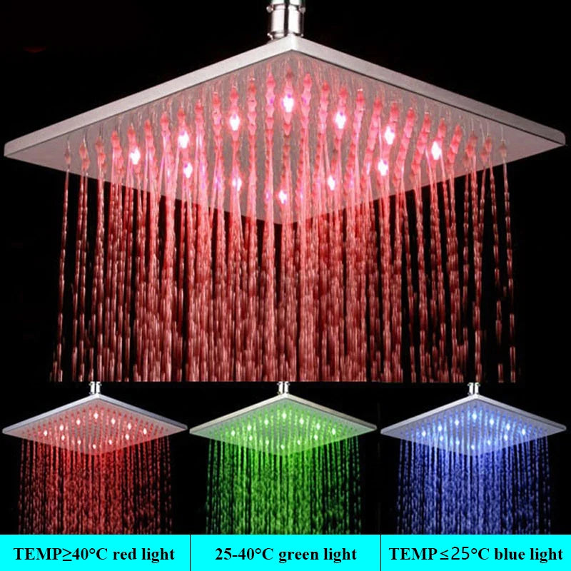 SHBSHAIMY LED Shower Head Rainfall Chrome Faucet Hydroelectric Power