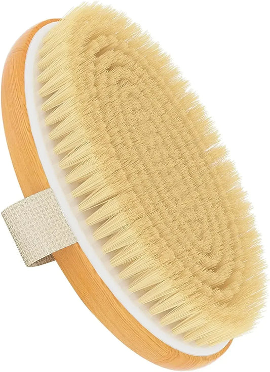 Natural Bristle Dry Body Brush For Effective Skin Exfoliation