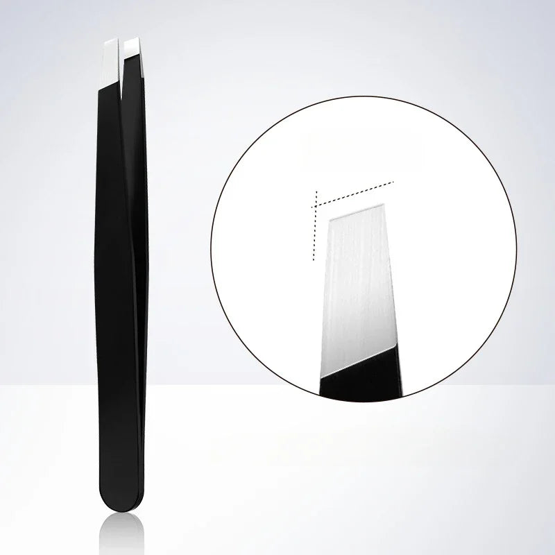 Stainless Steel Slant And Flat Point Eyebrow Tweezer