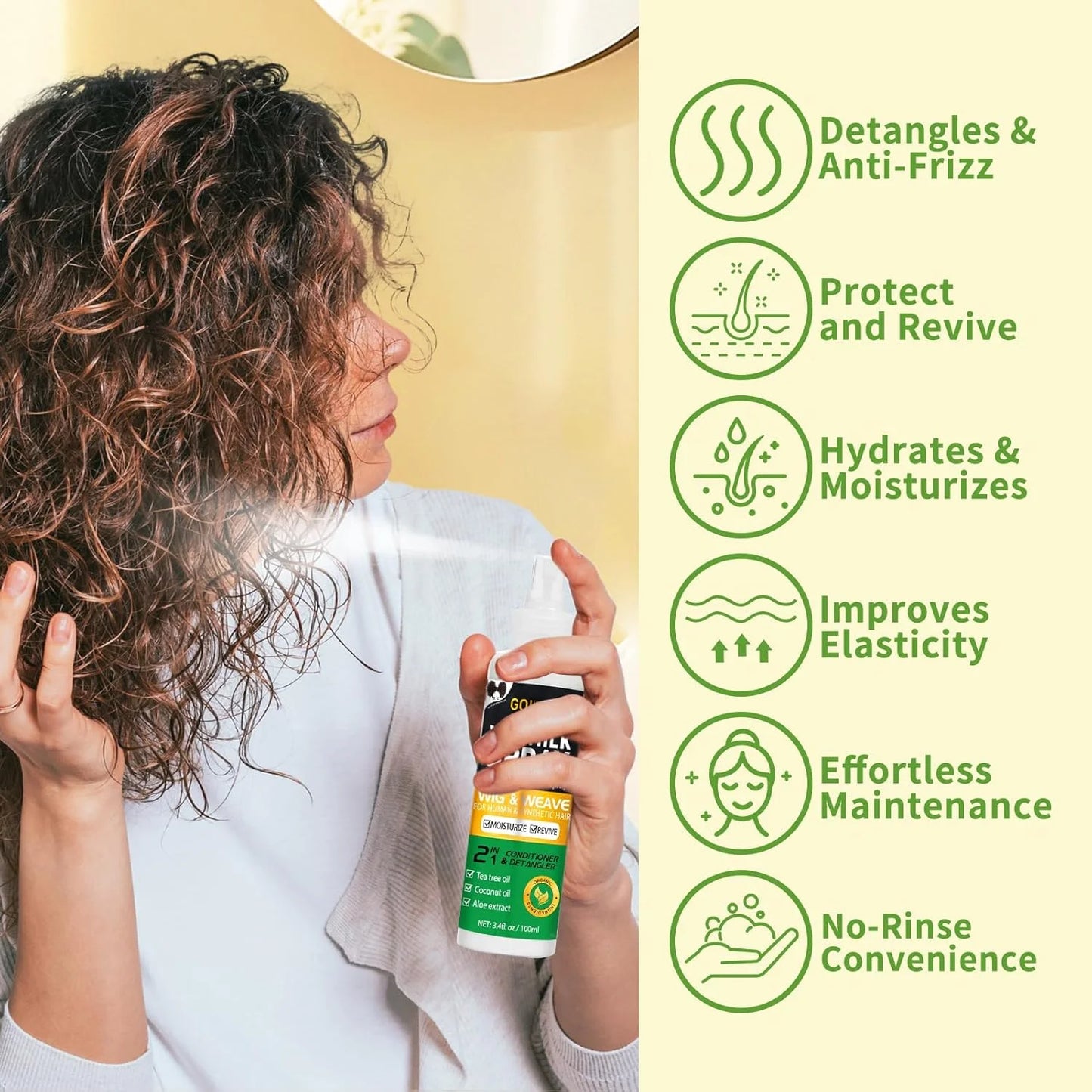 Wig Milk Spray Leave In Conditioner Detangler And Heat Protector