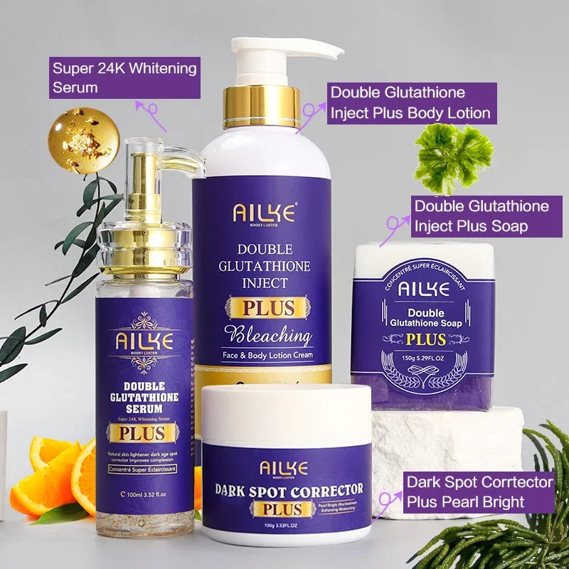 AILKE Double Glutathione Whitening Set For All Skin Types Dark Spots
