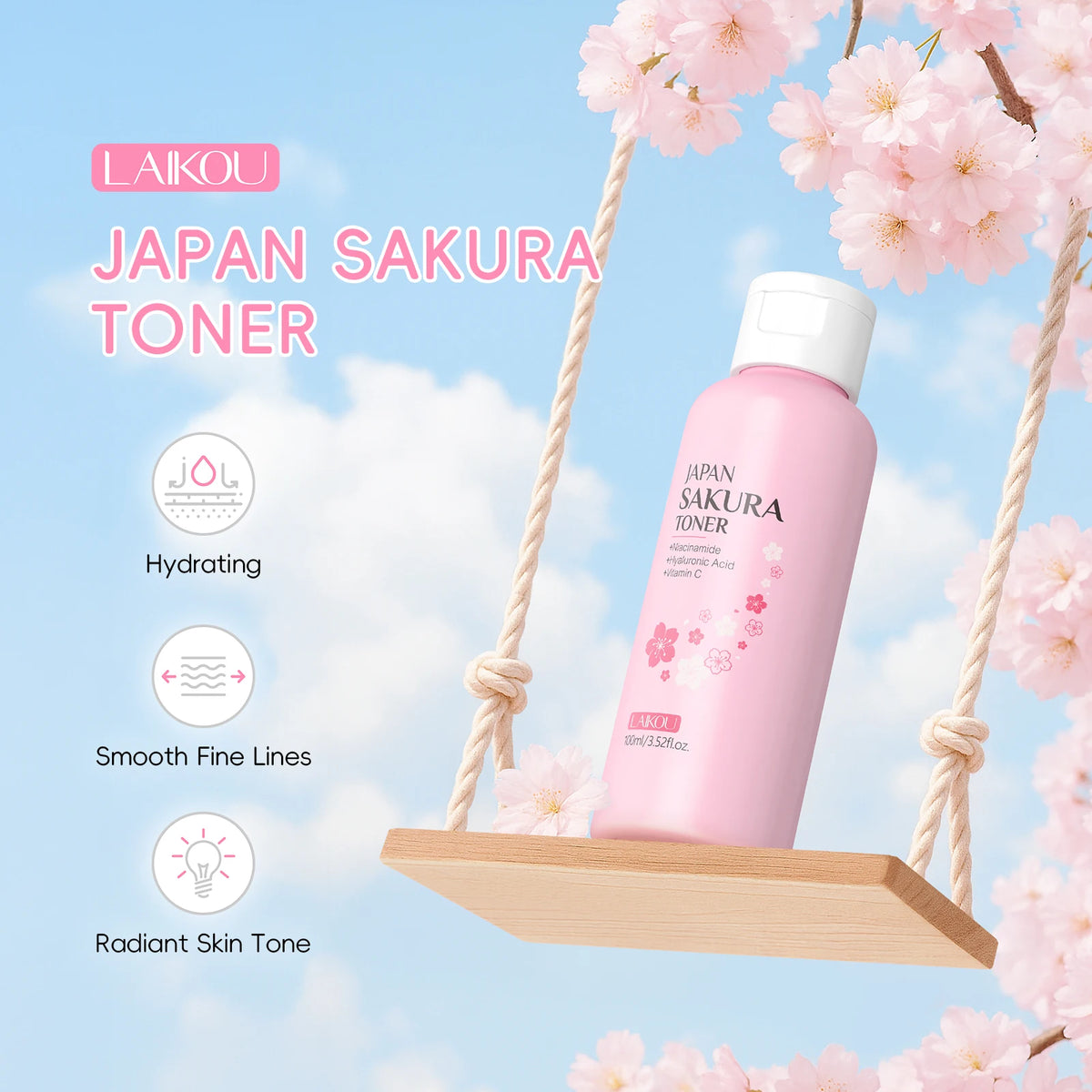 Laikou Japanese Sakura Skin Care Set For Radiant Complexion