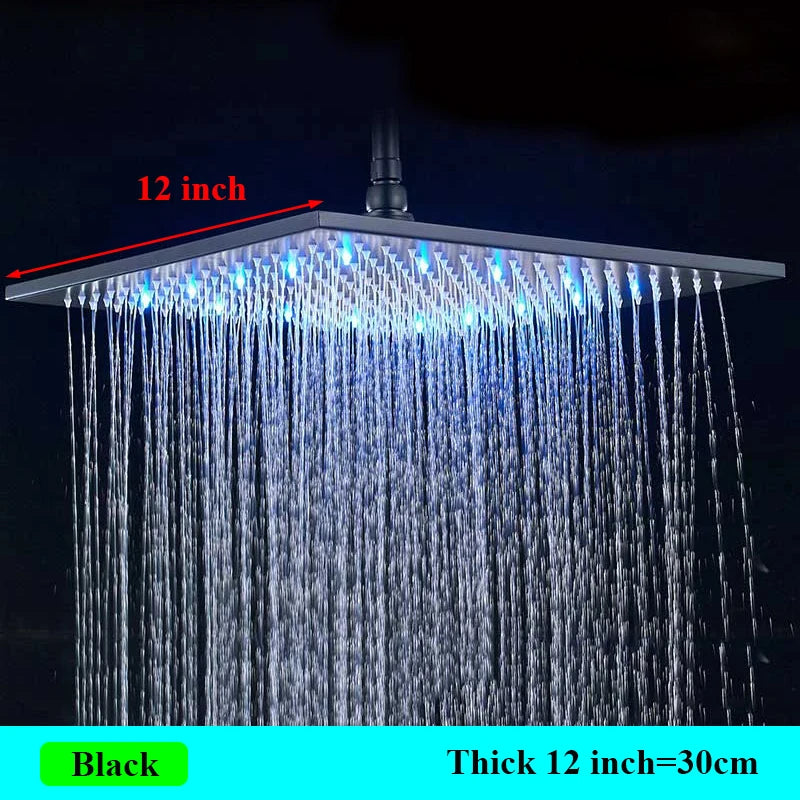 SHBSHAIMY LED Shower Head Rainfall Chrome Faucet Hydroelectric Power