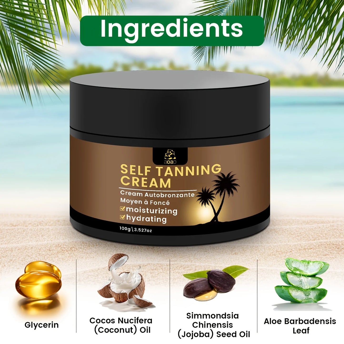 Aoao Self Tanning Firm Cream With Aloe And Coconut Moisturizer