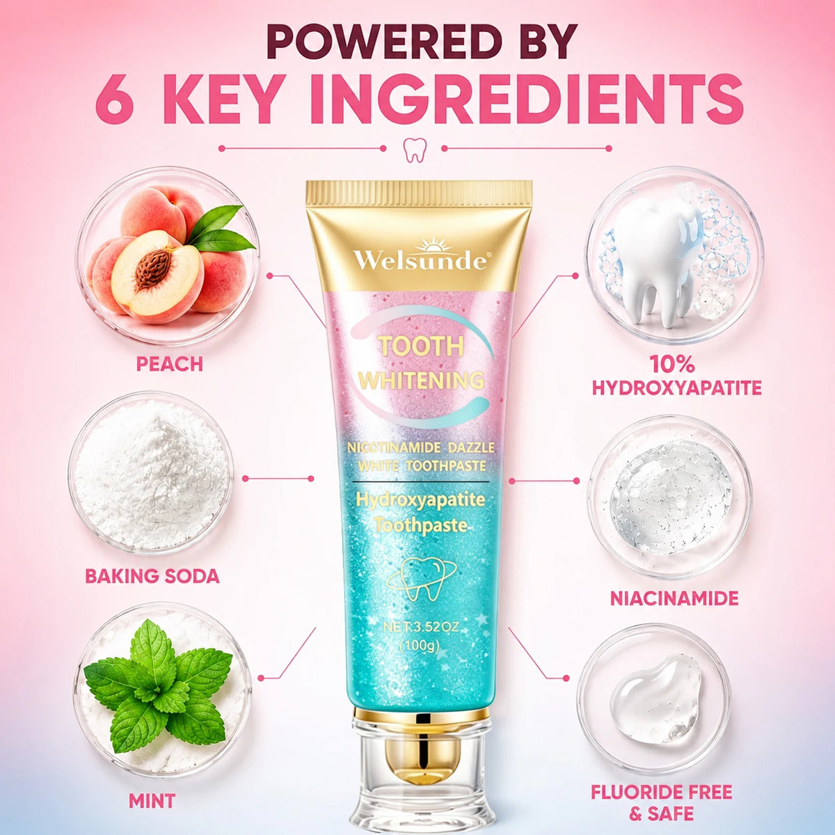 Welsunde Teeth Whitening Nicotinamide Toothpaste For Fresh Breath