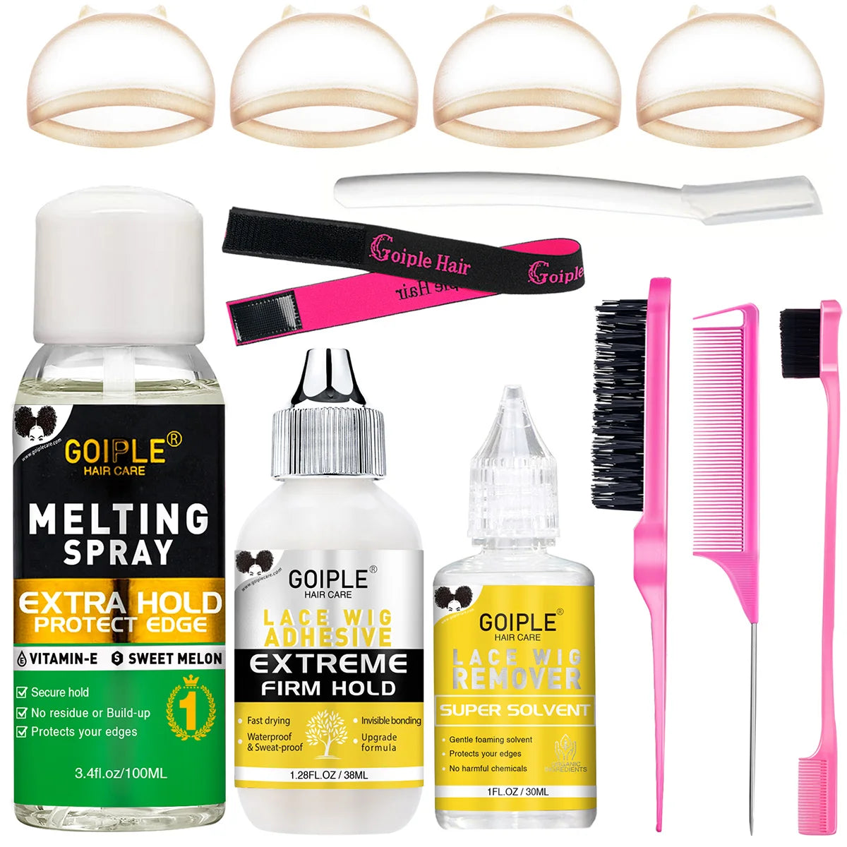 Goiple Complete Wig Install Kit With Lace Glue Melting Spray