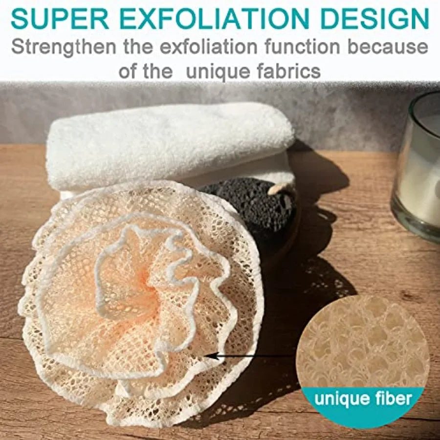 Super Exfoliating Home Spa Weave Loofah Shower Sponge Pouf Mesh Brush