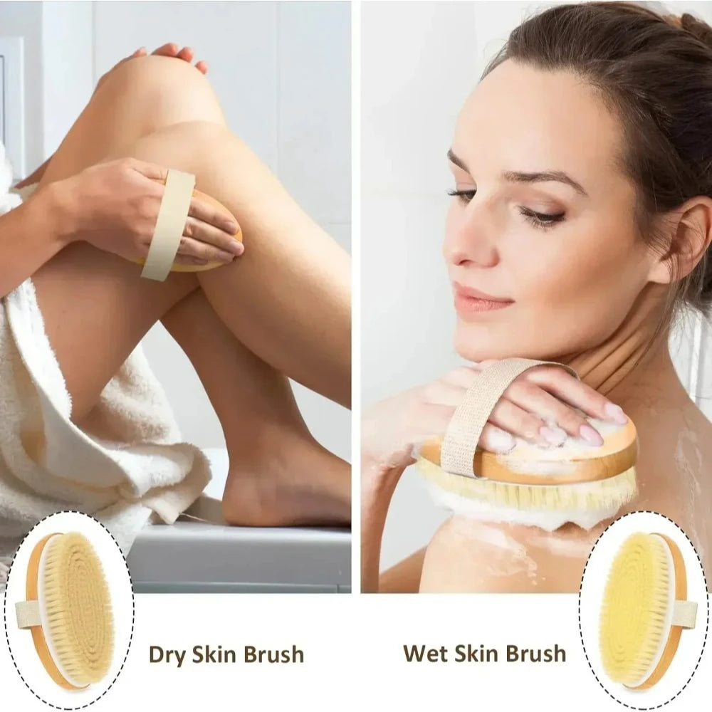 Natural Bristle Dry Body Brush For Effective Skin Exfoliation