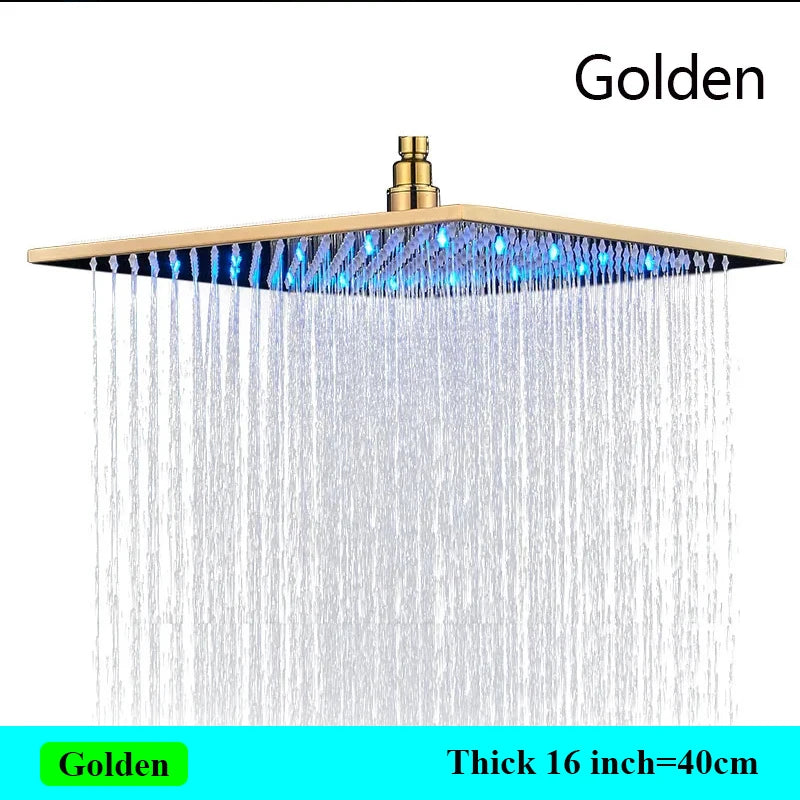 SHBSHAIMY LED Shower Head Rainfall Chrome Faucet Hydroelectric Power