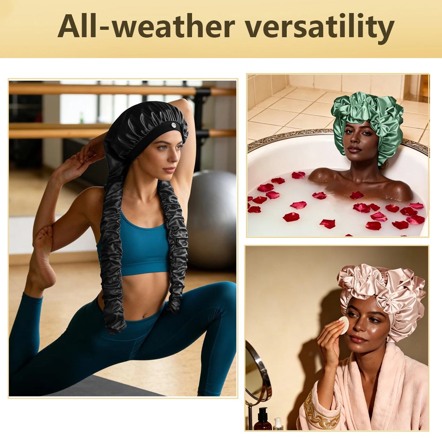 Heatless Curl Satin Sleep Bonnet With Long Styling Ribbons