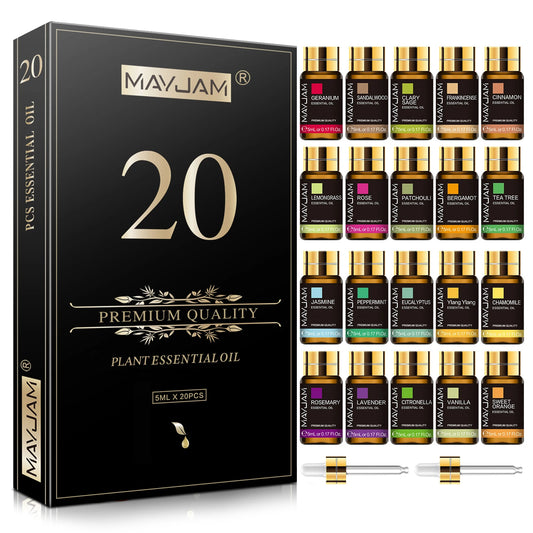 MAYJAM Essential Oil Gift Box Set 20 Pcs Frankincense Vanilla Lemon Mint