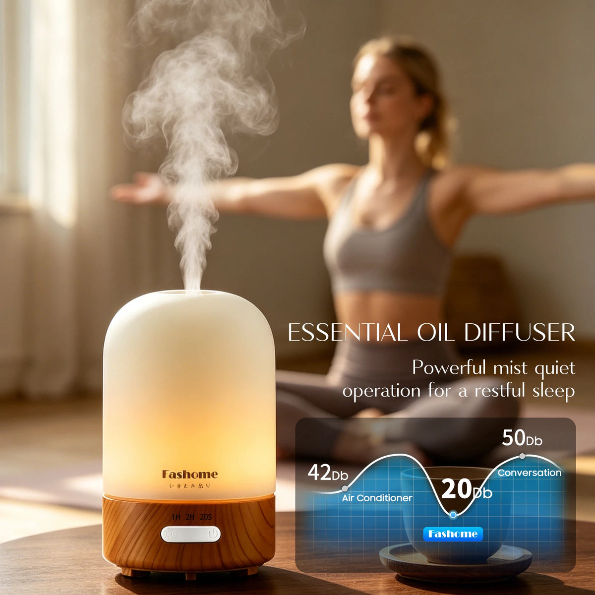 Fashome Glass Ultrasonic Aromatherapy Diffuser With Automatic Shutoff