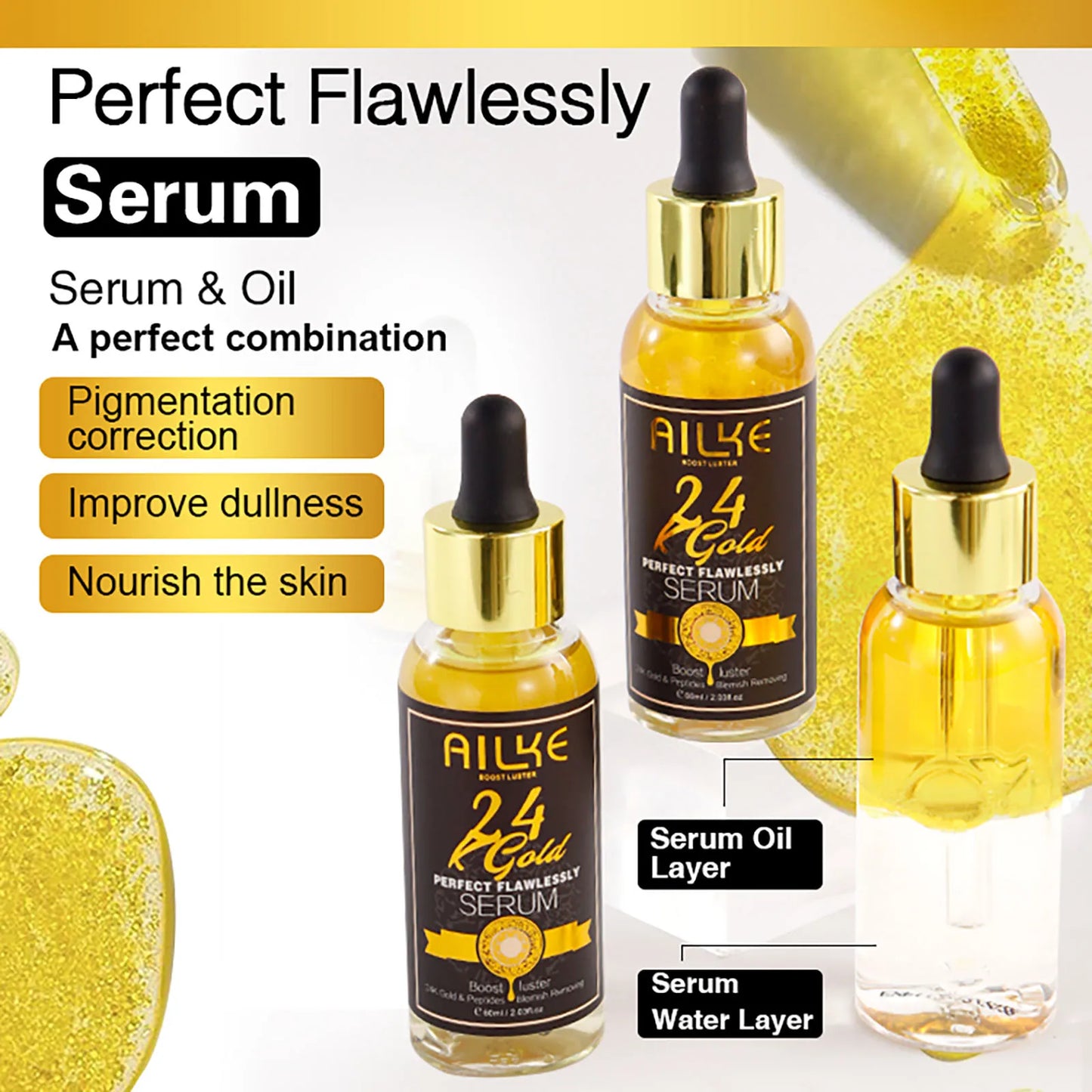 AILKE 24K Gold Skin Care Whitening Facial Cleanser For Unisex