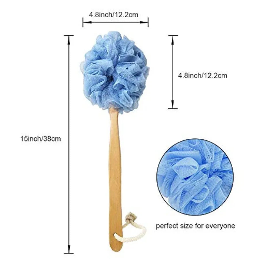 Premium Long Handle Bath Brush with Loofah For Men And Women