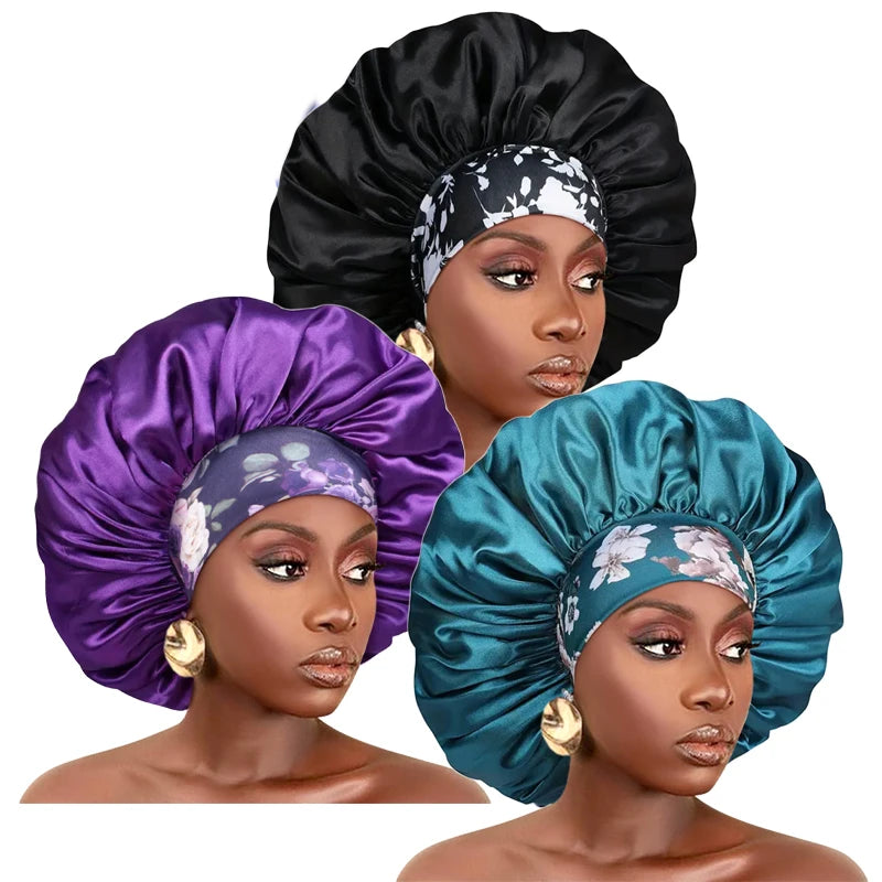 Silky Satin Hair Bonnet With Elastic Sleep Cap For Women