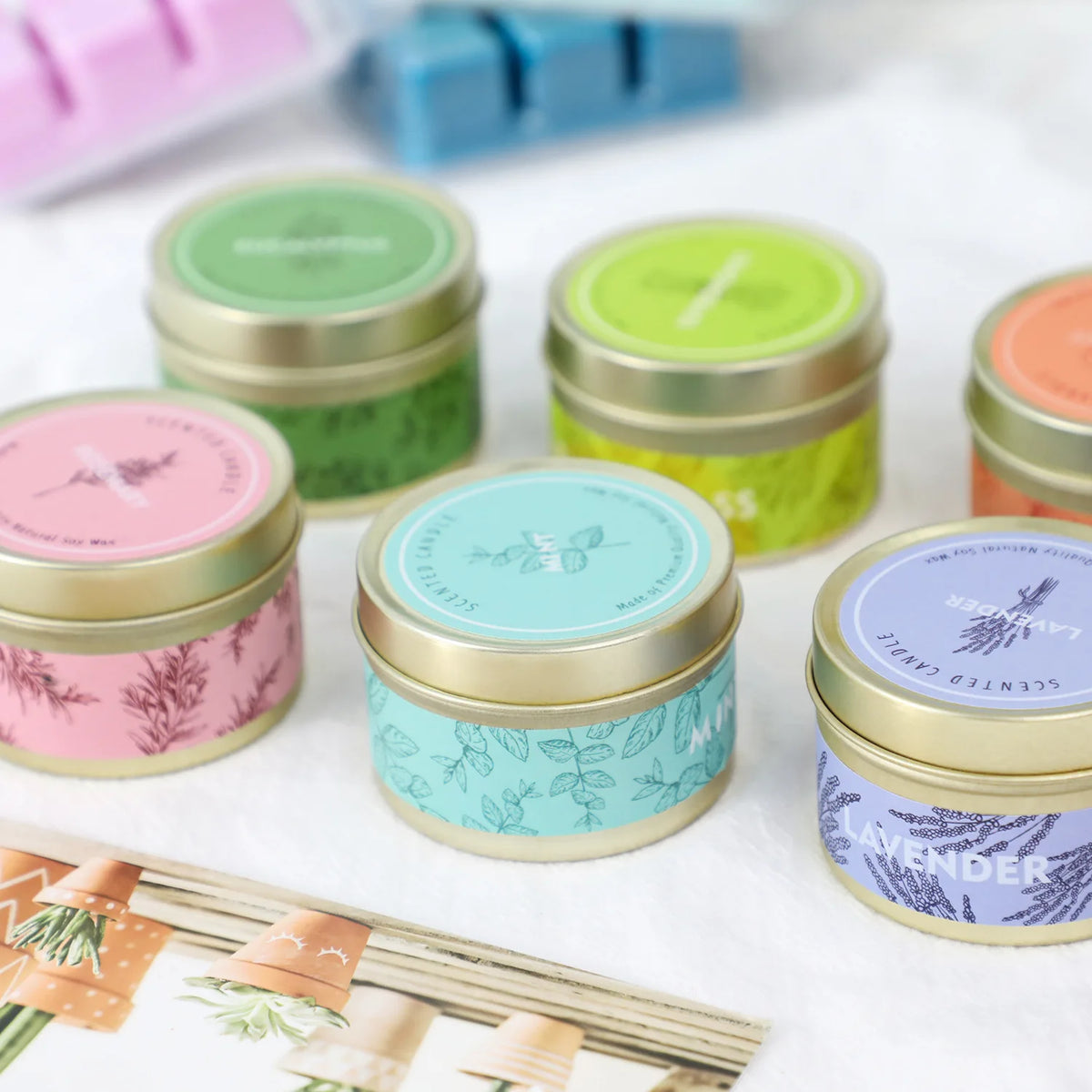 Natural Soy Wax Scented Candle In Decorative Travel Tin
