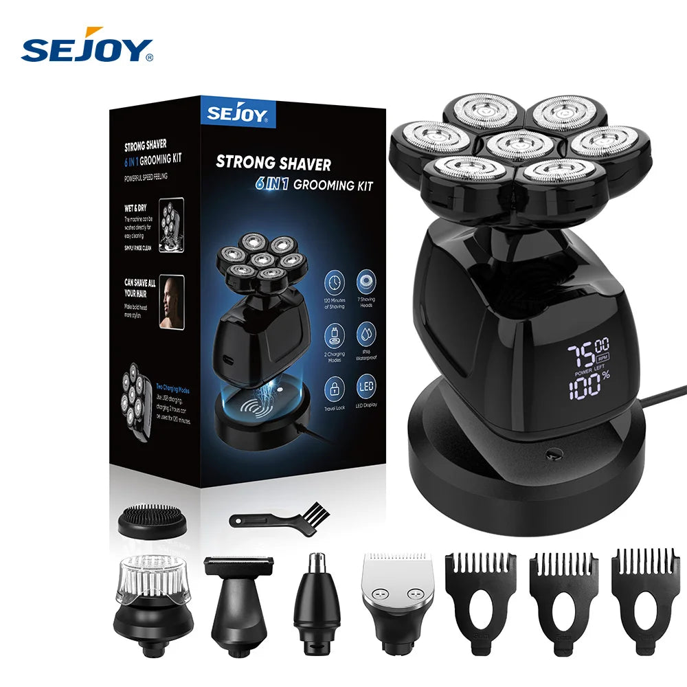 Sejoy 6 In 1 Electric Razor With Nose Trimmer Waterproof