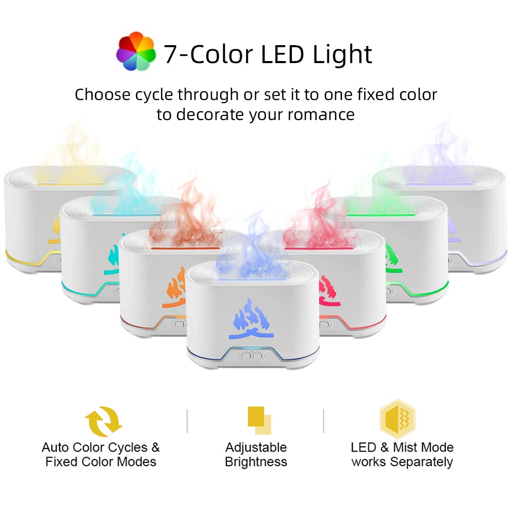 Realistic Flame Ultrasonic Humidifier Aroma Diffuser With Wireless Remote