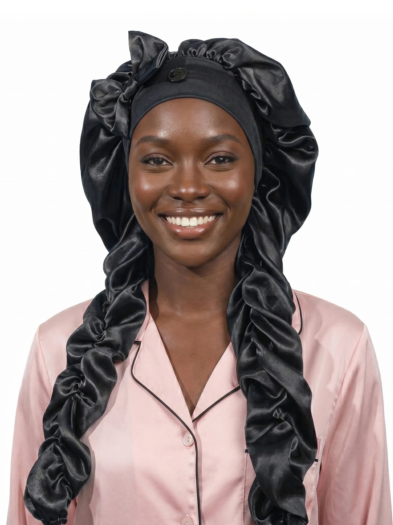 Heatless Curl Satin Sleep Bonnet With Long Styling Ribbons