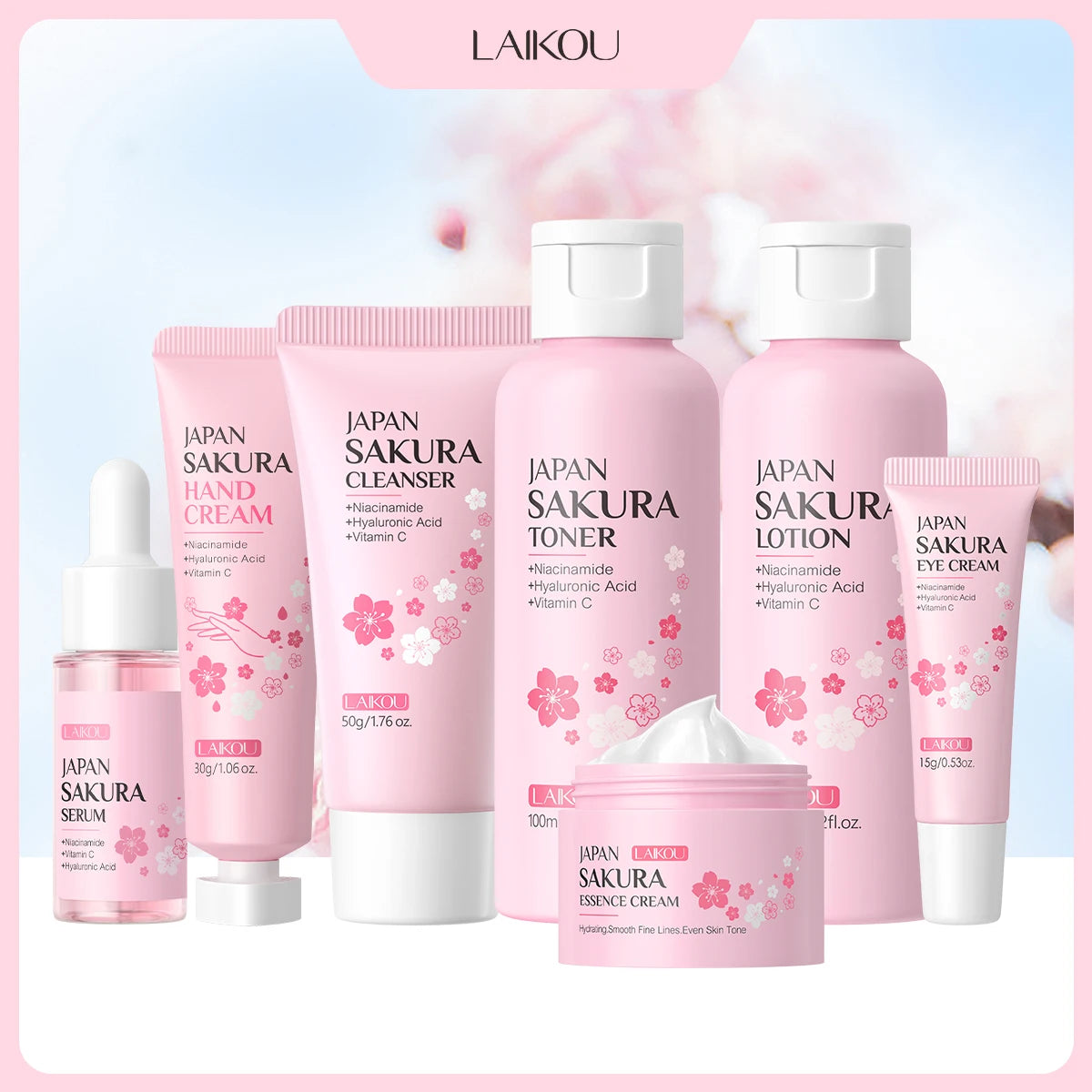 Laikou Japanese Sakura Skin Care Set For Radiant Complexion