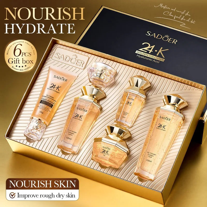 24K Gold Collagen Protein Firming Hydrating Face Skincare Set