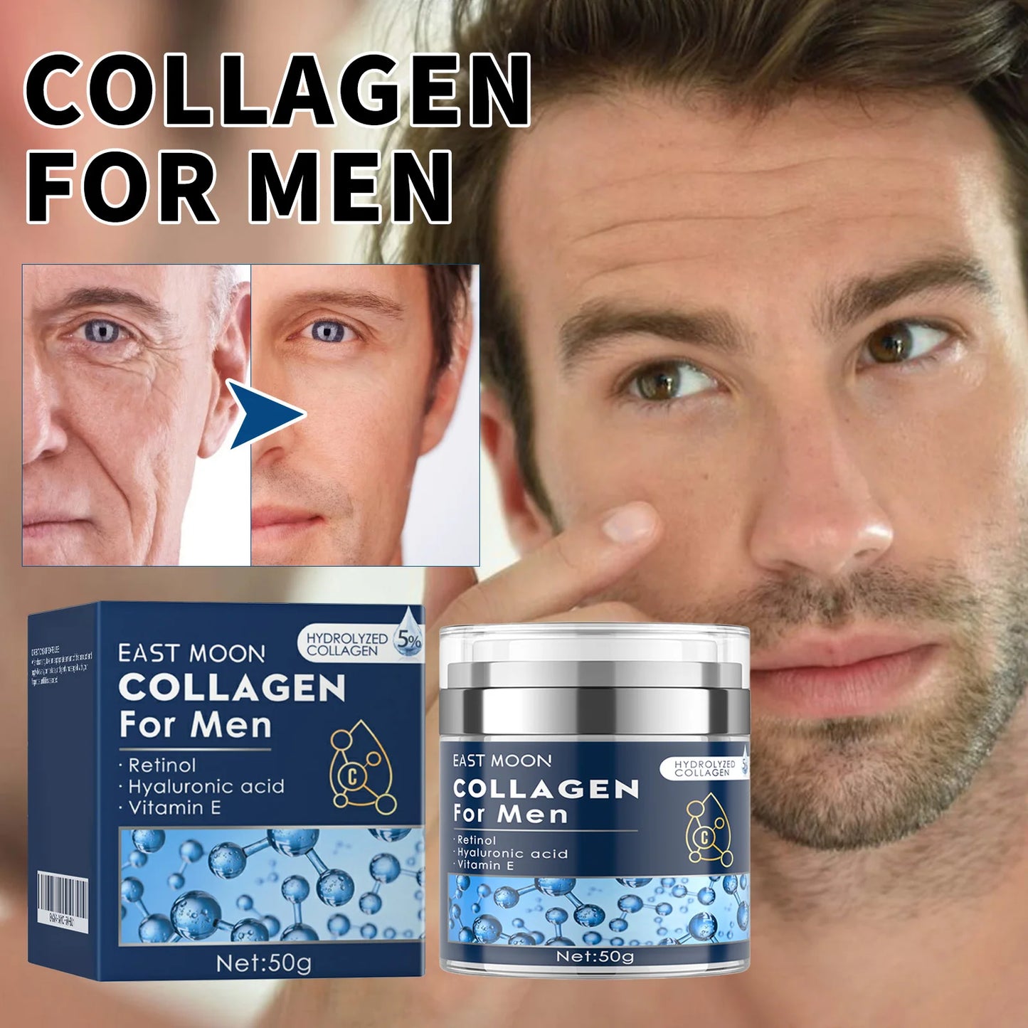 East Moon Men Retinol Collagen Firming Moisturizing Cream With Hyaluronic Acid