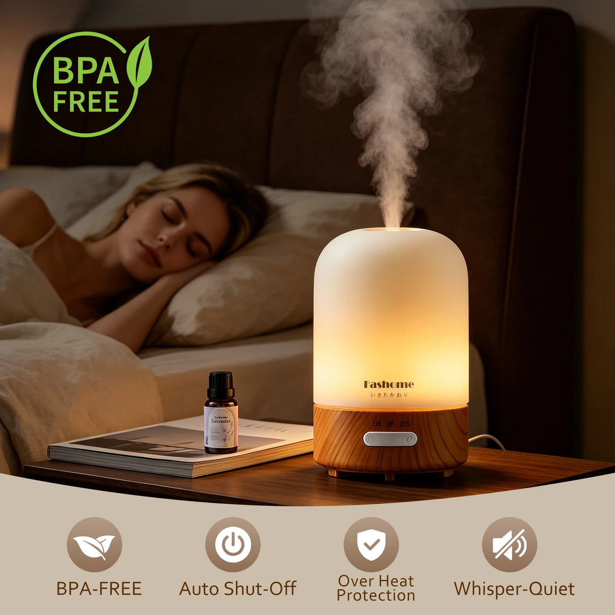 Fashome Glass Ultrasonic Aromatherapy Diffuser With Automatic Shutoff