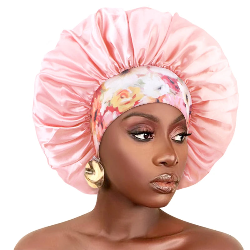 Silky Satin Hair Bonnet With Elastic Sleep Cap For Women