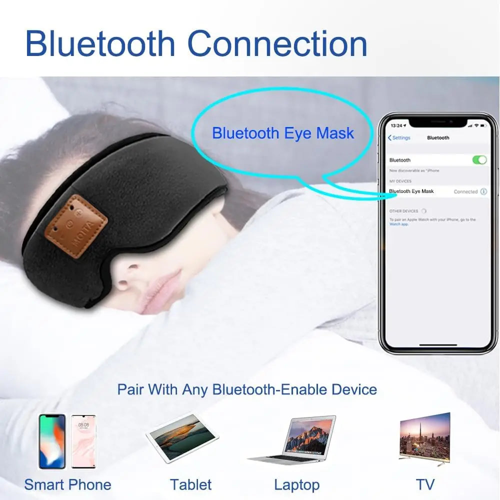3D Sleeping Eye Mask With Sponge Speakers Bluetooth Headphones