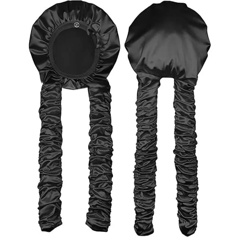 Heatless Curl Satin Sleep Bonnet With Long Styling Ribbons