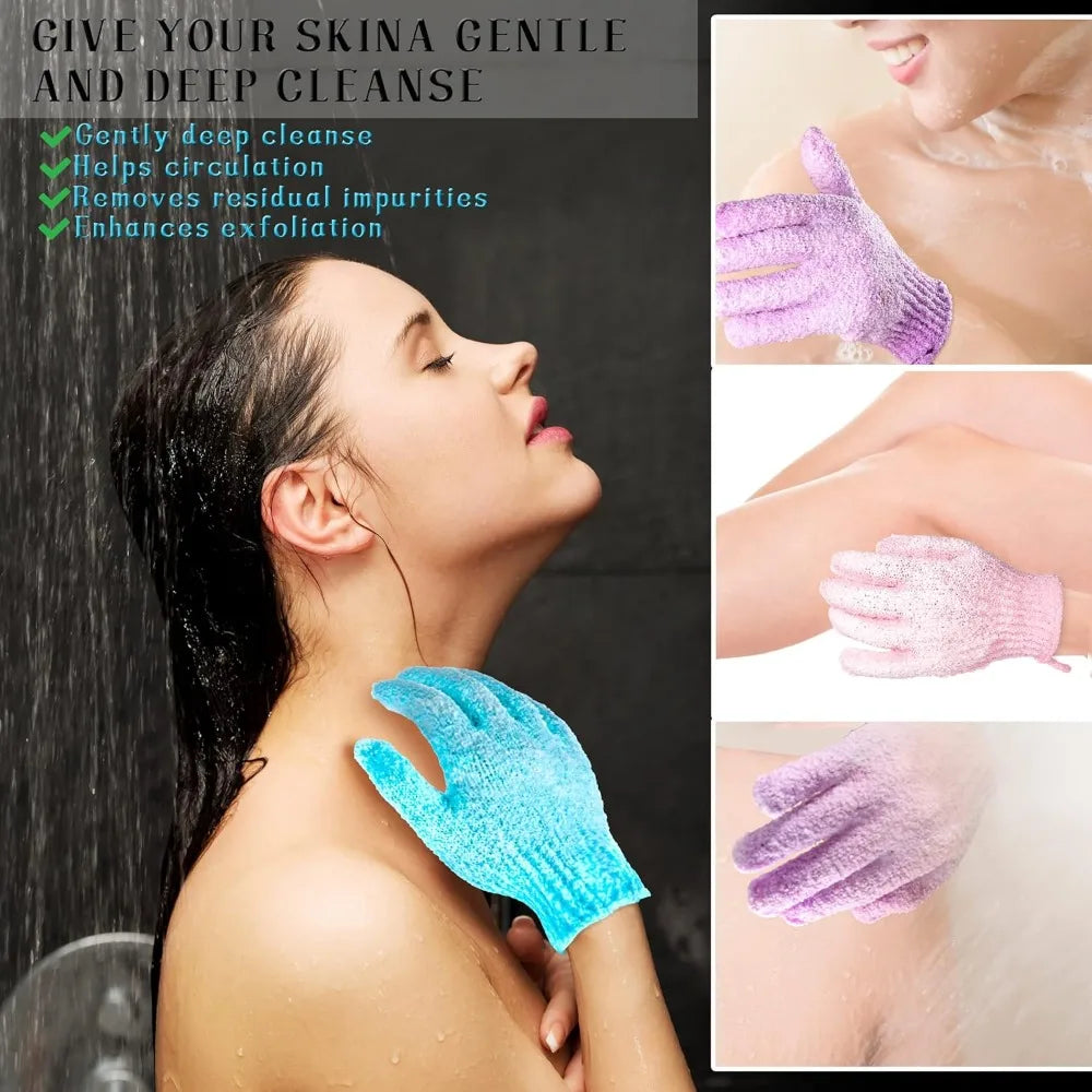 24 Pack Exfoliating Bath Gloves For Daily Body Scrubbing