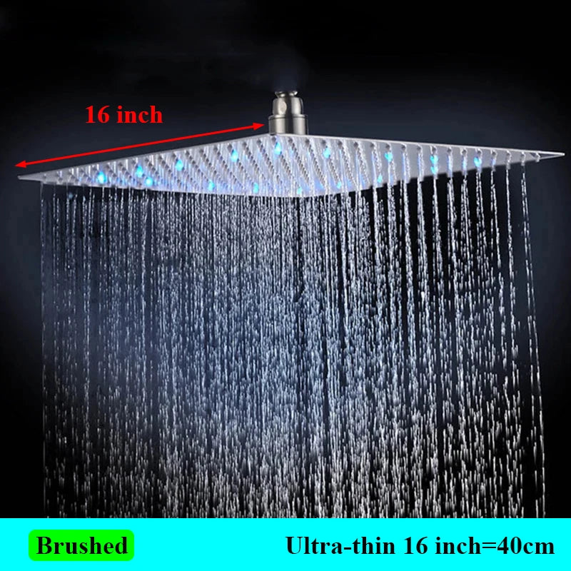 SHBSHAIMY LED Shower Head Rainfall Chrome Faucet Hydroelectric Power