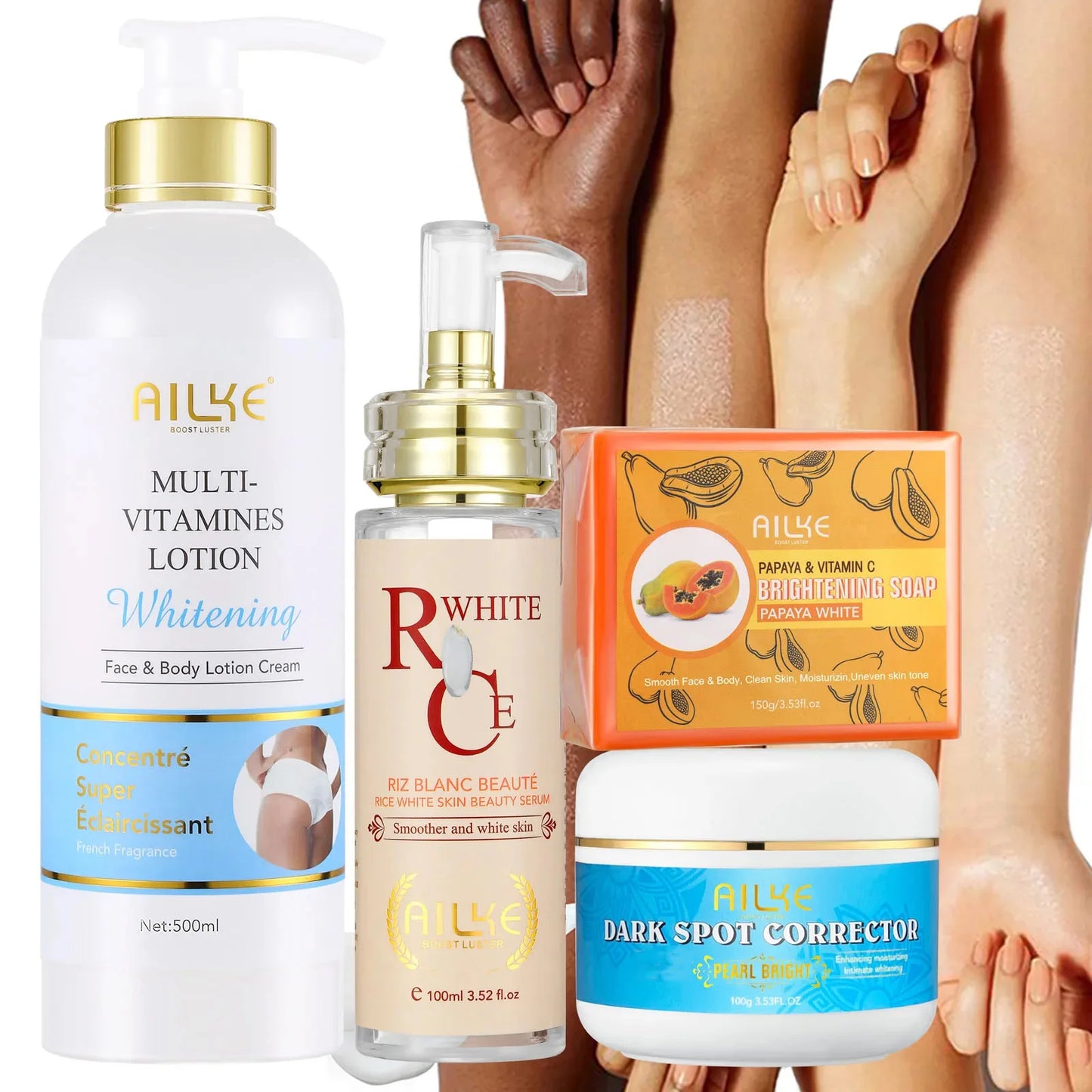 AILKE Natural Multi Vitamin Lightening Skin Care Kit Whitening Moisturizer