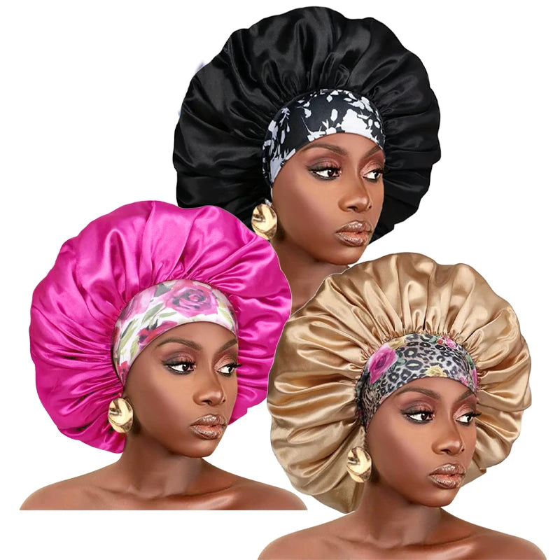 Silky Satin Hair Bonnet With Elastic Sleep Cap For Women