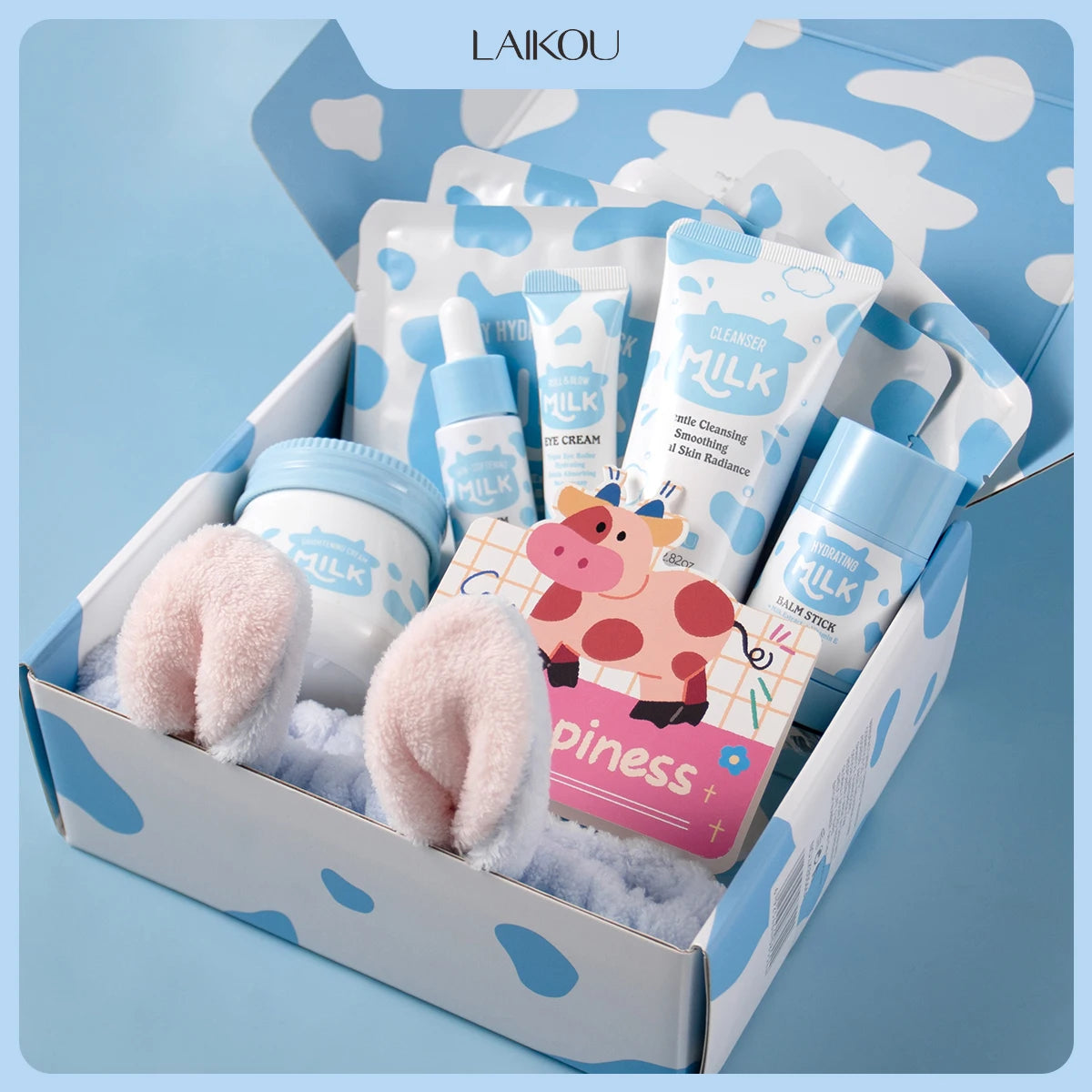 Laikou Milk Skincare Set With Cleanser Serum And Eye Cream