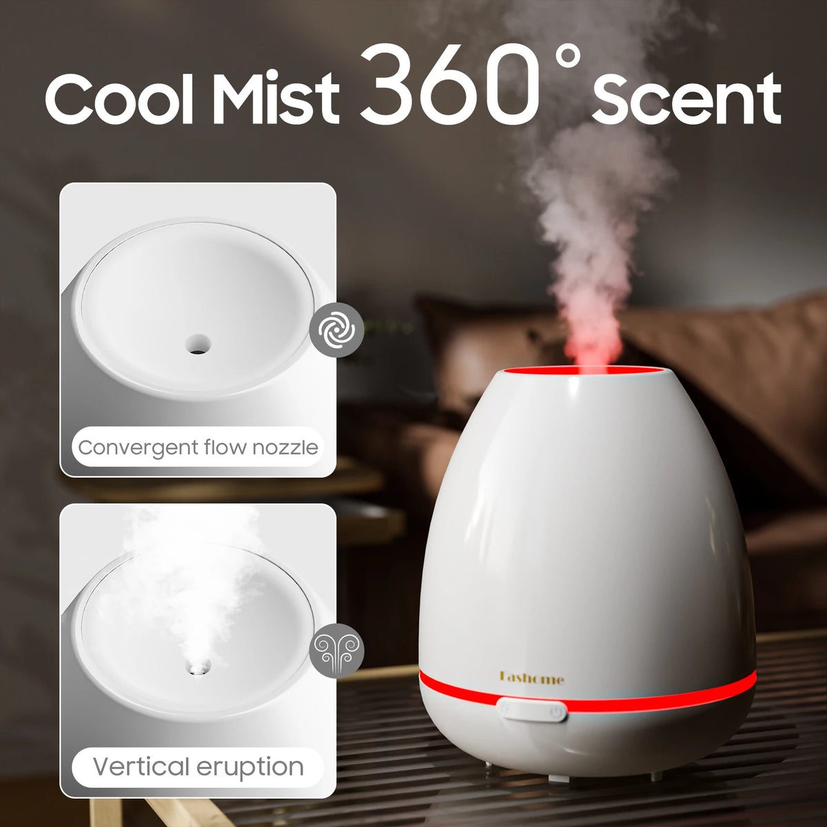 Fashome Ultrasonic Essential Oil Diffuser With Aromatherapy Humidifier