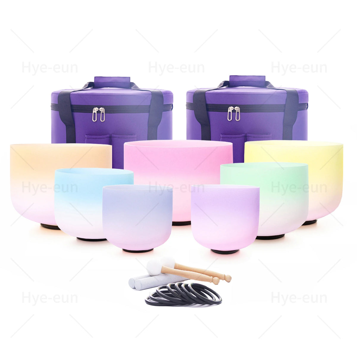 Hye-eun Crystal Singing Bowls Chakra Set For Meditation Sound Healing