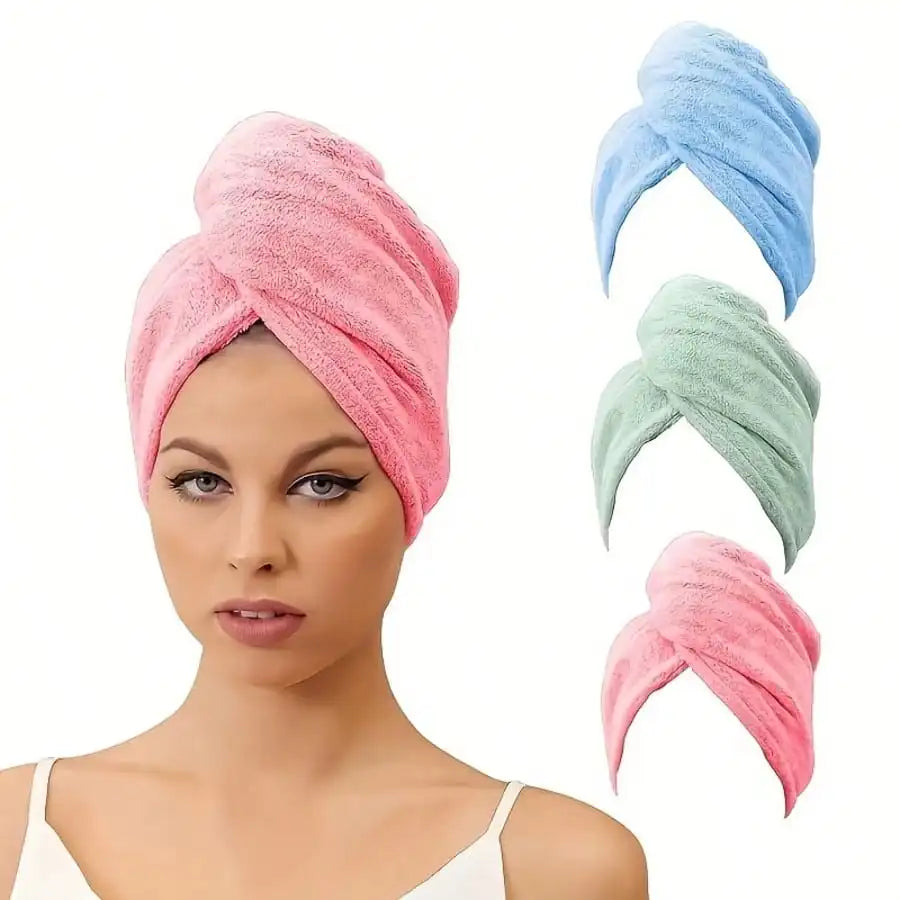 3 Pack Women's Quick Dry Hair Turban Polyester Turbans