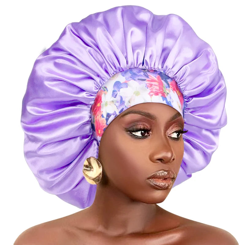 Silky Satin Hair Bonnet With Elastic Sleep Cap For Women