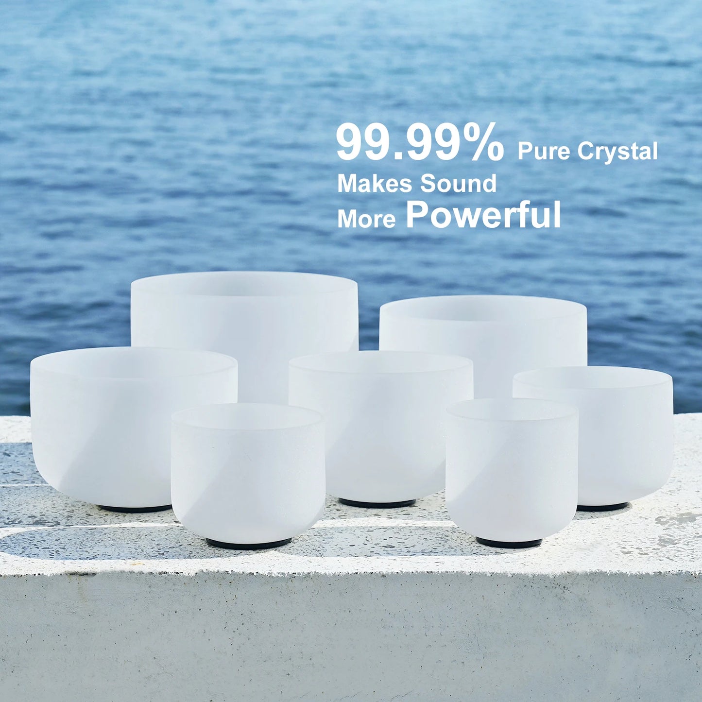 CVNC Frosted Quartz Crystal Singing Bowls For Chakra Healing Meditation