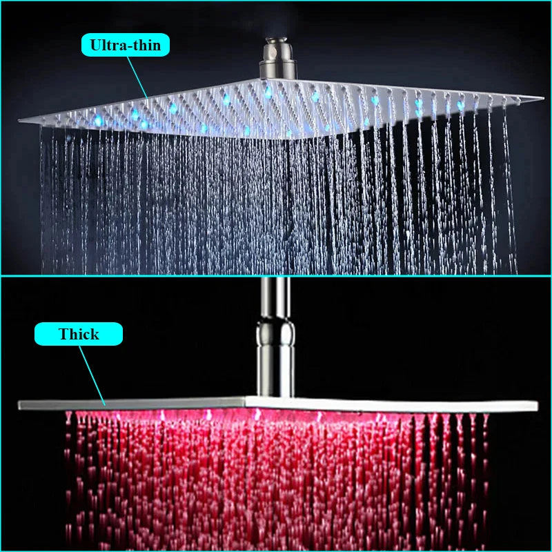 SHBSHAIMY LED Shower Head Rainfall Chrome Faucet Hydroelectric Power
