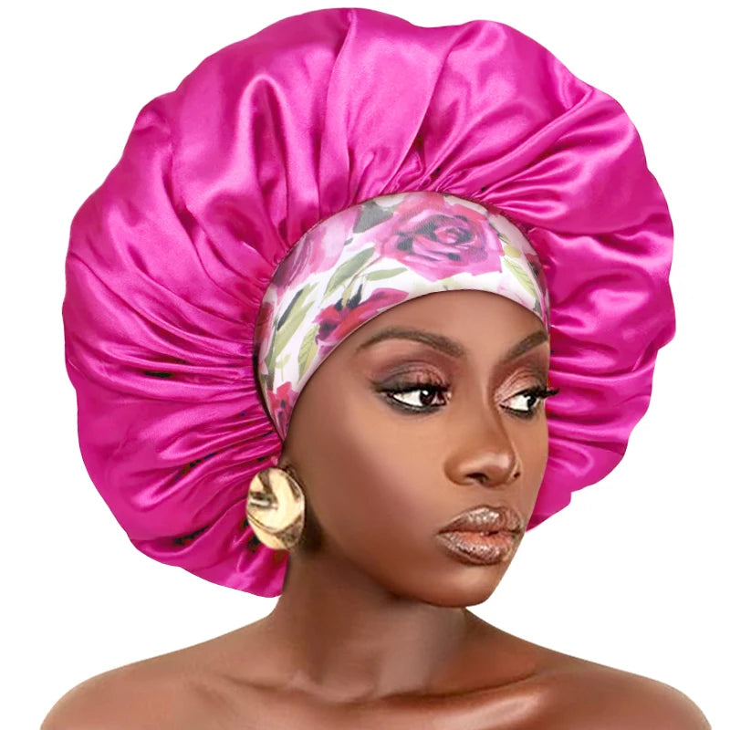 Silky Satin Hair Bonnet With Elastic Sleep Cap For Women