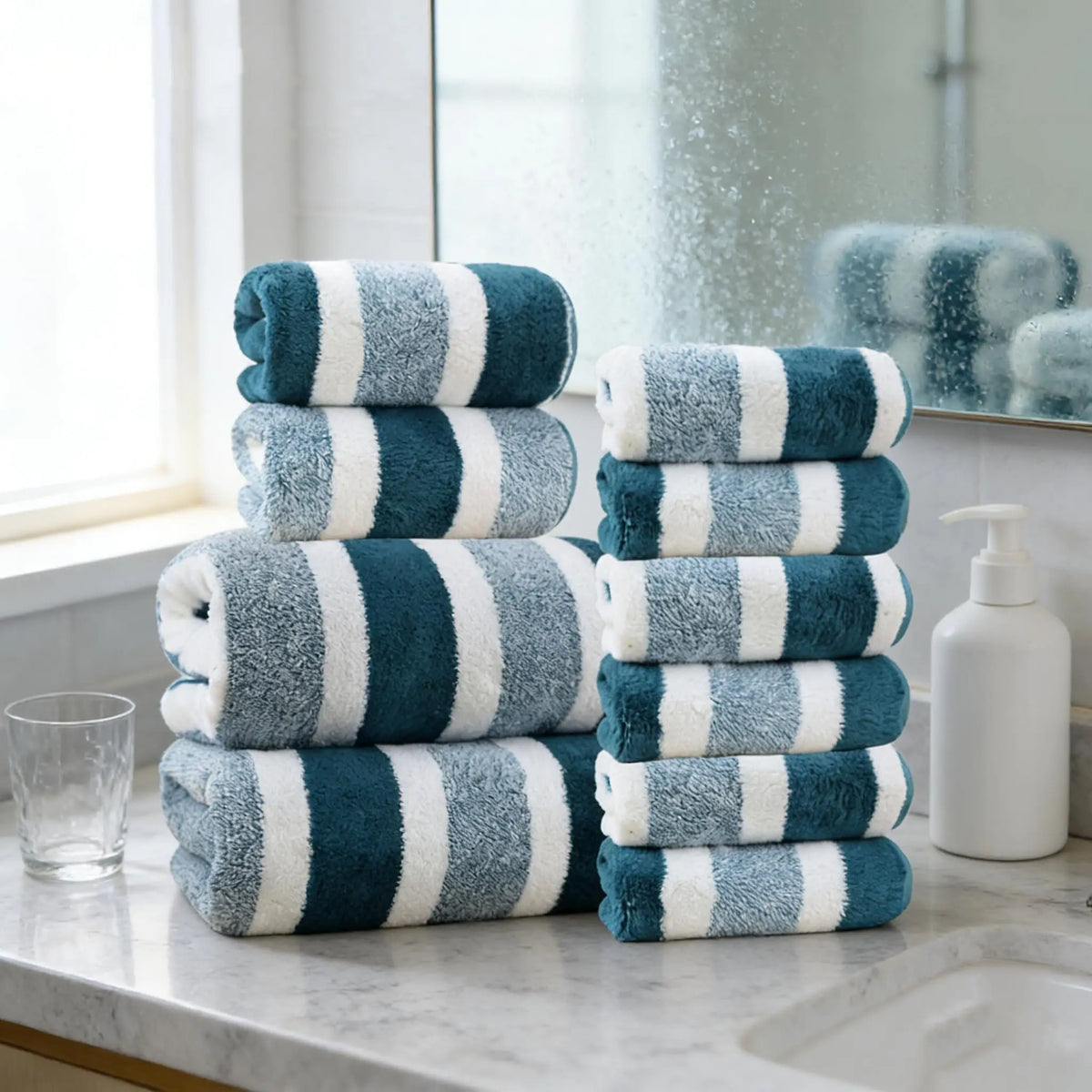 Luxury Bath Towels Set Quick Dry Absorbent Plush Soft Towels