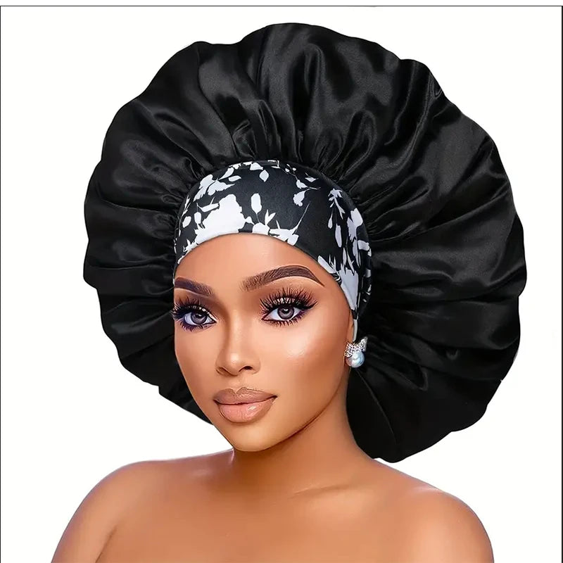 Silky Satin Hair Bonnet With Elastic Sleep Cap For Women