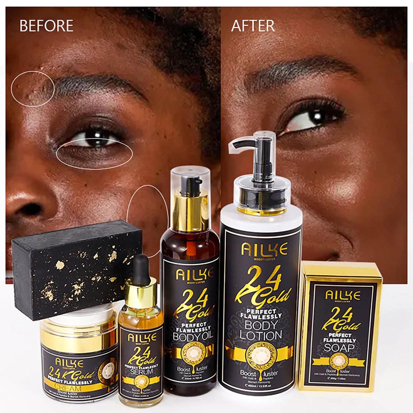 AILKE 24K Gold Skin Care Whitening Facial Cleanser For Unisex