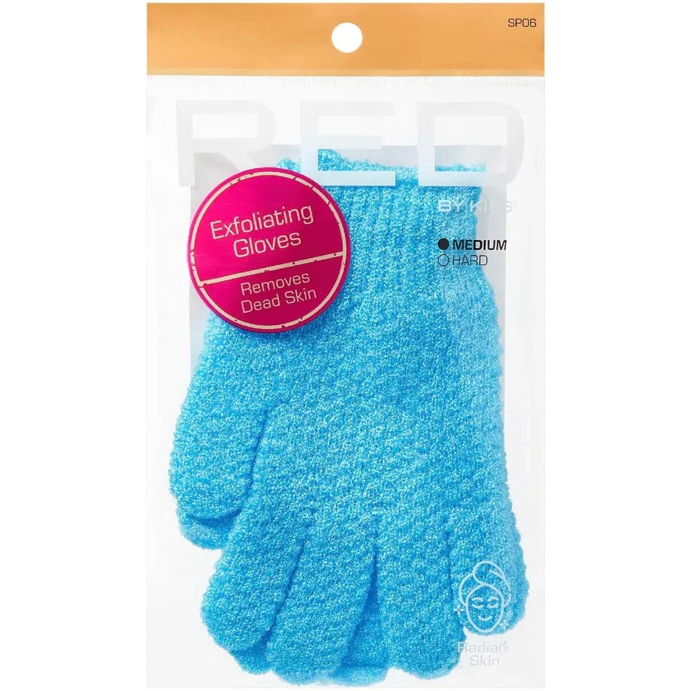Red By Kiss Dual Sided Exfoliating Bath Shower Gloves