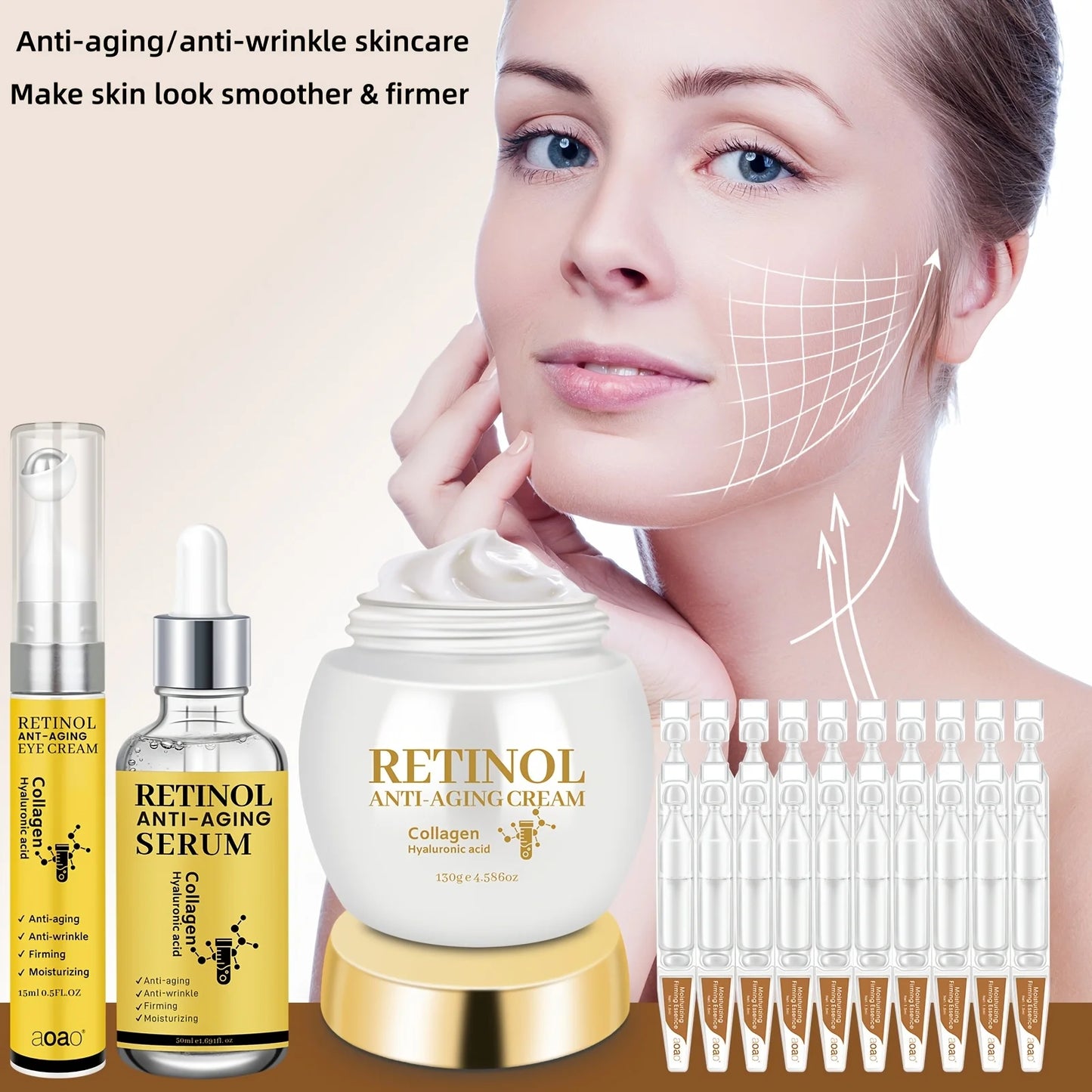 Aoao Retinol Essence Cream and Collagen Moisturizer Set for Hydration